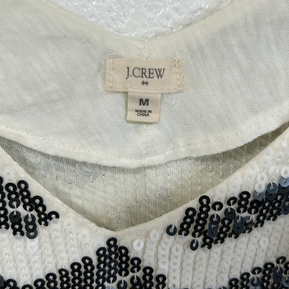 J Crew Sequined Tank Top Chevron Black White Medium 100% cotton - Picture 5 of 14